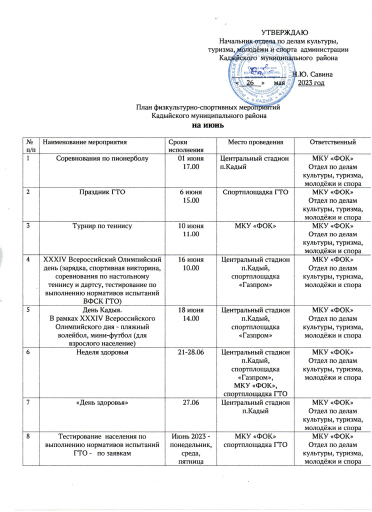 План физкультурно-спортивных мероприятий Кадыйского муниципального района на июнь План на июнь.jpg